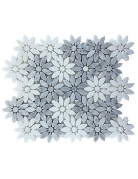 FLOWER CARRARA+THASSOS HONED