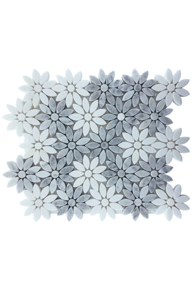 FLOWER CARRARA+THASSOS HONED