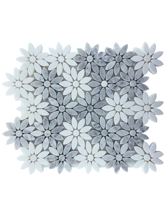 FLOWER CARRARA+THASSOS HONED