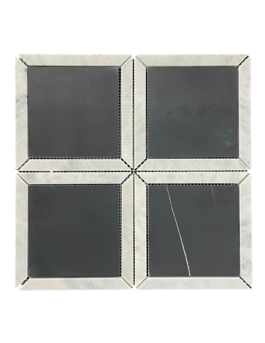 NERO SQUARE + CARRARA BORDER HONED
