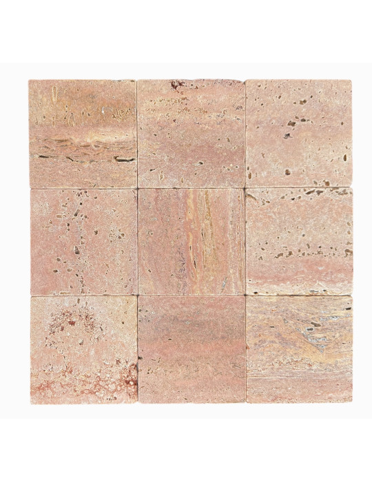 TRAVERTINE RED V2 SQUARE 100 TUMBLED