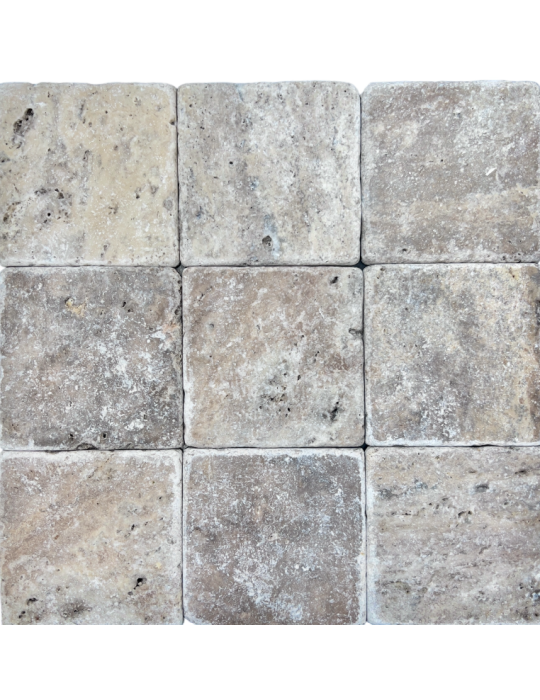TRAVERTINE SILVER SQUARE 100 TUMBLED