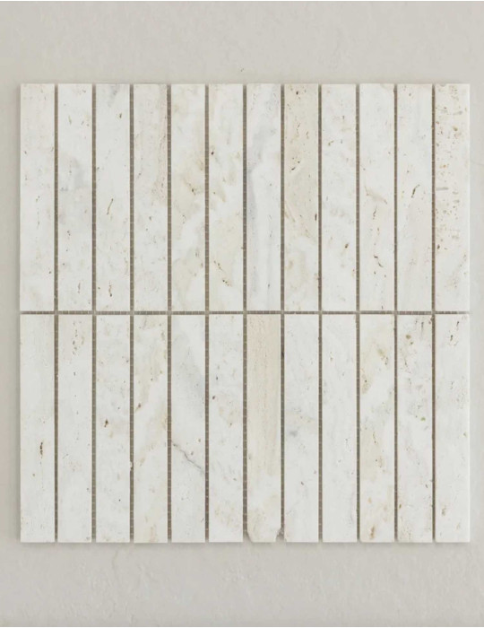 SUPERWHITE TRAVERTINE KIT KAT MOSAIC