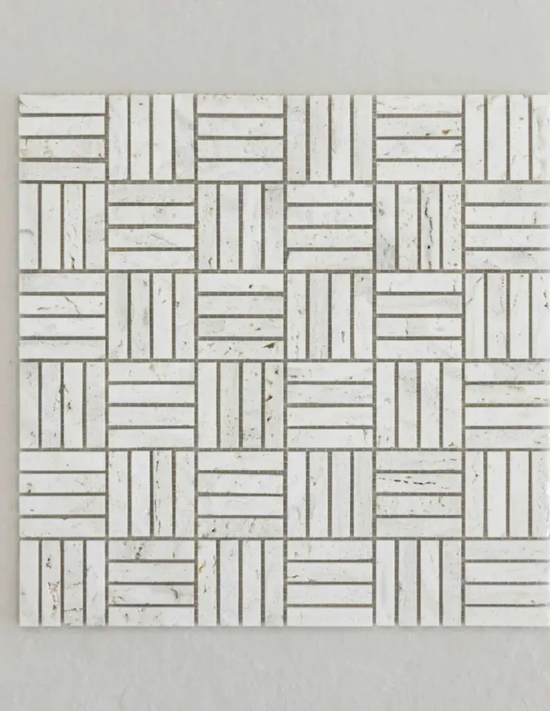 SUPERWHITE TRAVERTINE JAPANESE FINGER MOSAIC