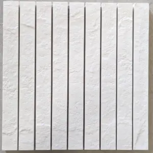 Vertical white textured wall panels arranged in a row on a gray background.