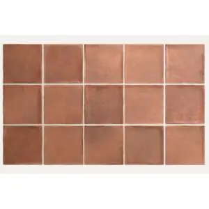 Fifteen terracotta tiles arranged in a 5 by 3 grid on a light background.