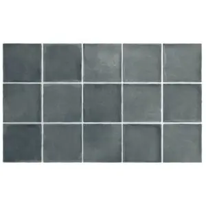 Five-by-three grid of dark gray slate tiles with light grout lines.