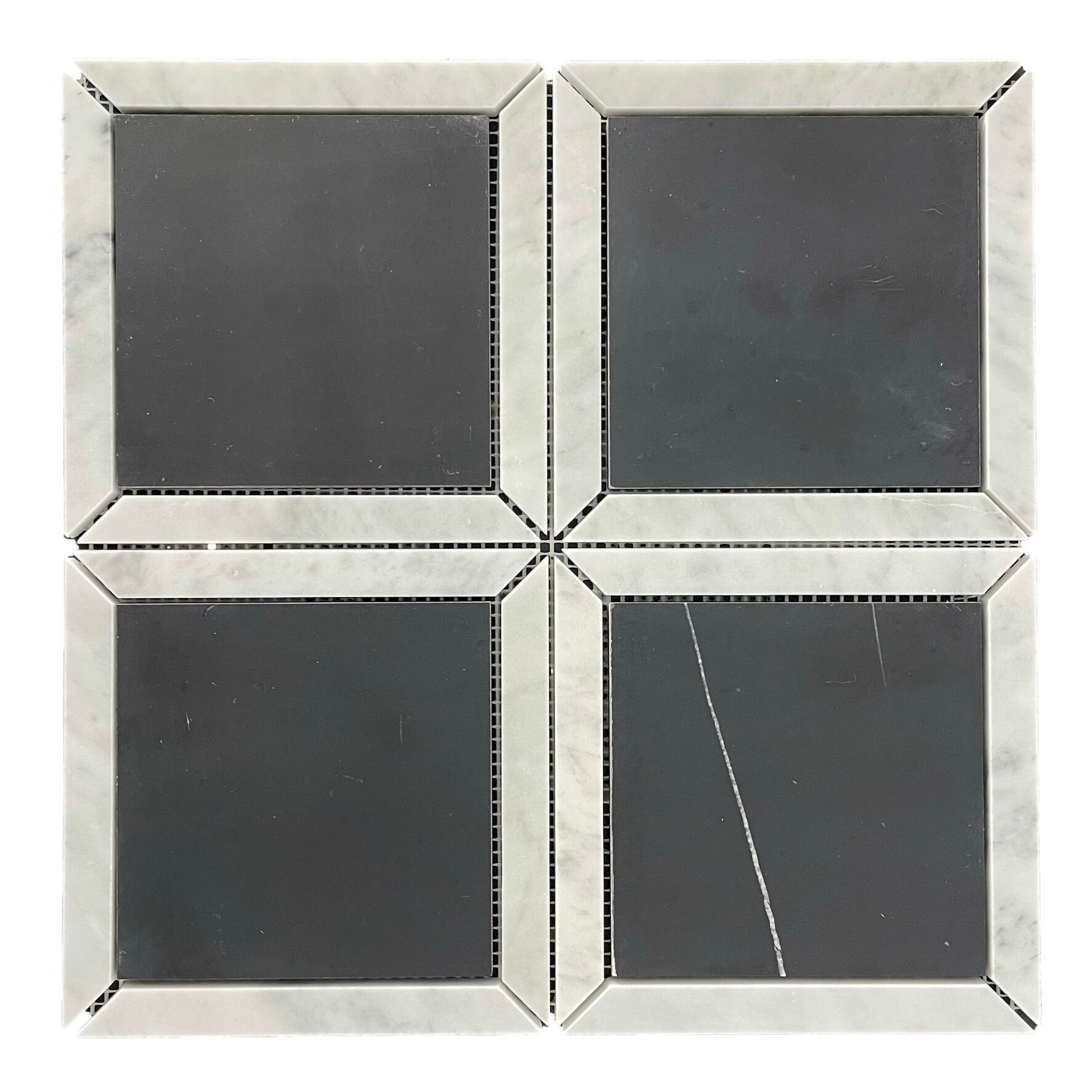 NERO SQUARE + CARRARA BORDER HONED