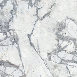 Close-up of white marble with gray veining and subtle gold highlights, a natural stone texture.