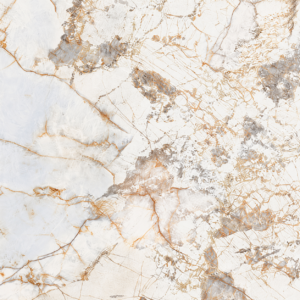 White marble texture with orange and gray veins running across the surface, abstract stone pattern.