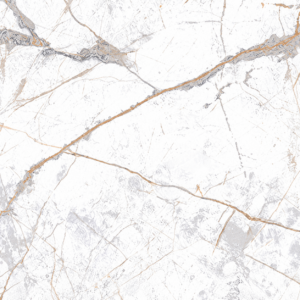 White marble surface with thin gray and gold veins.